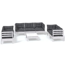 vidaXL Muebles de jardín 8 pzas con cojines madera maciza de pino