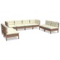vidaXL Juego de muebles de jardín 8 pzas y cojines madera maciza pino vidaXL Juego de muebles de jardín 8 pzas y cojines madera maciza pino