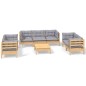 vidaXL Juego de muebles de jardín 8 pzas y cojines madera maciza pino