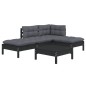vidaXL Muebles de jardín 5 pzas con cojines negro madera de pino