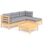 vidaXL Juego de muebles de jardín 5 pzas y cojines madera de pino vidaXL Juego de muebles de jardín 5 pzas y cojines madera de pino
