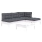 vidaXL Muebles de jardín 5 pzas con cojines blanco madera de pino