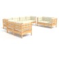 vidaXL Muebles de jardín 8 piezas cojines madera maciza de pino vidaXL Muebles de jardín 8 piezas cojines madera maciza de pino