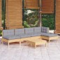 vidaXL Juego de muebles de jardín 6 pzas y cojines madera pino gris vidaXL Juego de muebles de jardín 6 pzas y cojines madera pino gris
