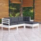 vidaXL Muebles de jardín 4 pzas con cojines blanco madera de pino vidaXL Muebles de jardín 4 pzas con cojines blanco madera de pino