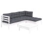vidaXL Muebles de jardín 5 pzas con cojines blanco madera de pino