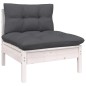vidaXL Muebles de jardín 5 pzas con cojines blanco madera de pino