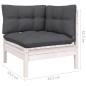 vidaXL Muebles de jardín 5 pzas con cojines blanco madera de pino