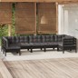 vidaXL Muebles de jardín 7 pzas con cojines negro madera de pino vidaXL Muebles de jardín 7 pzas con cojines negro madera de pino