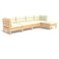 vidaXL Muebles de jardín 5 piezas cojines madera de pino crema