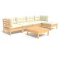 vidaXL Muebles de jardín 6 piezas cojines madera de pino color crema