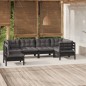 vidaXL Muebles de jardín 6 pzas con cojines negro madera de pino vidaXL Muebles de jardín 6 pzas con cojines negro madera de pino