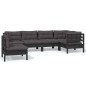 vidaXL Muebles de jardín 6 pzas con cojines negro madera de pino vidaXL Muebles de jardín 6 pzas con cojines negro madera de pino