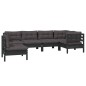 vidaXL Muebles de jardín 6 pzas con cojines negro madera de pino vidaXL Muebles de jardín 6 pzas con cojines negro madera de pino