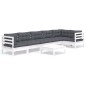 vidaXL Muebles de jardín 7 pzas con cojines blanco madera de pino vidaXL Muebles de jardín 7 pzas con cojines blanco madera de pino