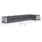 vidaXL Muebles de jardín 7 pzas con cojines blanco madera de pino vidaXL Muebles de jardín 7 pzas con cojines blanco madera de pino