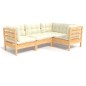 vidaXL Muebles de jardín 4 piezas con cojines madera de pino crema vidaXL Muebles de jardín 4 piezas con cojines madera de pino crema