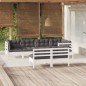 vidaXL Muebles de jardín 7 pzas y cojines blanco madera maciza de pino vidaXL Muebles de jardín 7 pzas y cojines blanco madera maciza de pino