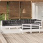 vidaXL Muebles de jardín 8 pzas y cojines blanco madera maciza de pino