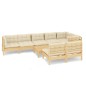 vidaXL Muebles de jardín 9 pzas y cojines madera maciza de pino crema