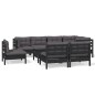 vidaXL Muebles de jardín 9 pzas y cojines negro madera maciza de pino vidaXL Muebles de jardín 9 pzas y cojines negro madera maciza de pino