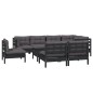 vidaXL Muebles de jardín 9 pzas y cojines negro madera maciza de pino vidaXL Muebles de jardín 9 pzas y cojines negro madera maciza de pino