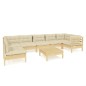 vidaXL Muebles de jardín 8 piezas cojines madera de pino color crema vidaXL Muebles de jardín 8 piezas cojines madera de pino color crema