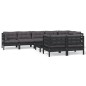 vidaXL Muebles de jardín 9 pzas con cojines negro madera maciza pino vidaXL Muebles de jardín 9 pzas con cojines negro madera maciza pino