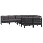 vidaXL Muebles de jardín 9 pzas con cojines negro madera maciza pino vidaXL Muebles de jardín 9 pzas con cojines negro madera maciza pino