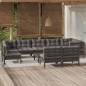 vidaXL Muebles de jardín 10 pzas y cojines negro madera maciza de pino vidaXL Muebles de jardín 10 pzas y cojines negro madera maciza de pino