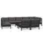 vidaXL Muebles de jardín 10 pzas y cojines negro madera maciza de pino vidaXL Muebles de jardín 10 pzas y cojines negro madera maciza de pino