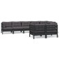 vidaXL Muebles de jardín 8 pzas y cojines negro madera maciza de pino