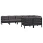 vidaXL Muebles de jardín 8 pzas y cojines negro madera maciza de pino