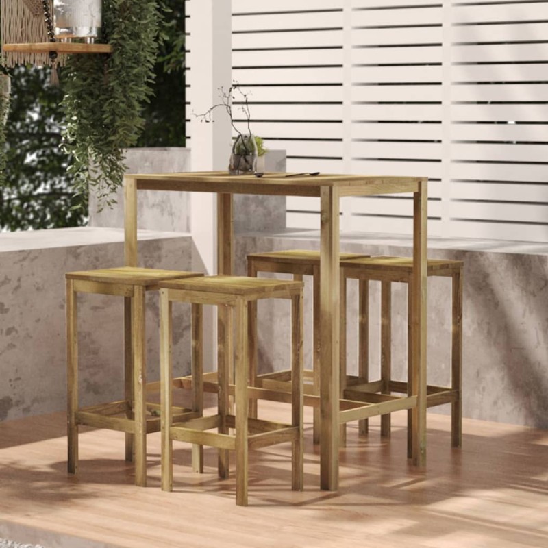 vidaXL Set de bar de jardín 5 piezas madera de pino impregnada vidaXL Set de bar de jardín 5 piezas madera de pino impregnada