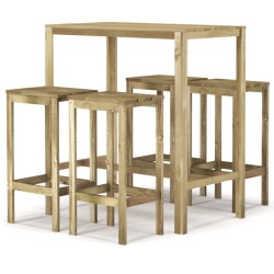 vidaXL Set de bar de jardín 5 piezas madera de pino impregnada