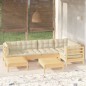 vidaXL Muebles de jardín 7 pzas y cojines madera maciza de pino crema vidaXL Muebles de jardín 7 pzas y cojines madera maciza de pino crema