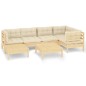 vidaXL Muebles de jardín 7 pzas y cojines madera maciza de pino crema vidaXL Muebles de jardín 7 pzas y cojines madera maciza de pino crema