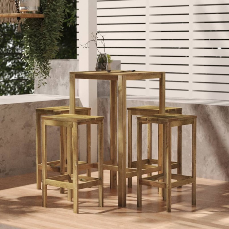 vidaXL Set de bar de jardín 5 piezas madera de pino impregnada vidaXL Set de bar de jardín 5 piezas madera de pino impregnada