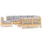 vidaXL Juego de muebles de jardín 9 pzas y cojines madera maciza pino