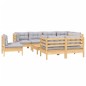 vidaXL Juego de muebles de jardín 9 pzas y cojines madera maciza pino