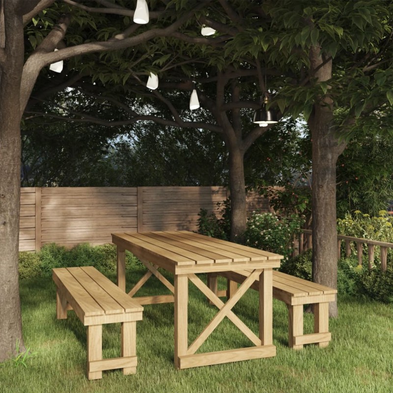 vidaXL Juego de comedor de jardín 3 piezas madera de pino impregnada vidaXL Juego de comedor de jardín 3 piezas madera de pino impregnada
