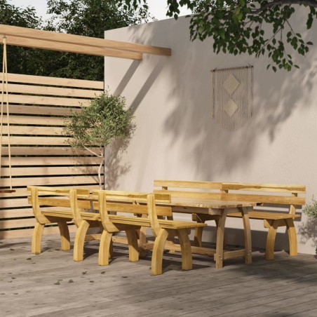 vidaXL Juego de comedor de jardín 4 piezas madera de pino impregnada 