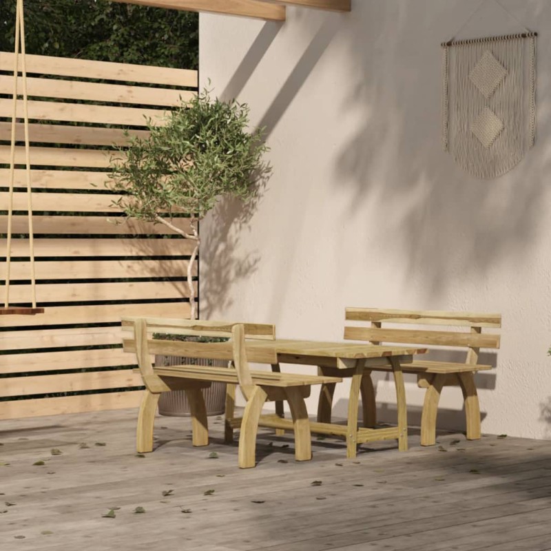 vidaXL Juego de comedor de jardín 3 piezas madera de pino impregnada vidaXL Juego de comedor de jardín 3 piezas madera de pino impregnada