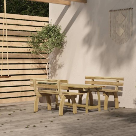 vidaXL Juego de comedor de jardín 3 piezas madera de pino impregnada 