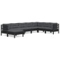 vidaXL Muebles de jardín 8 pzas con cojines negro madera maciza pino vidaXL Muebles de jardín 8 pzas con cojines negro madera maciza pino