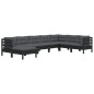 vidaXL Muebles de jardín 8 pzas con cojines negro madera maciza pino vidaXL Muebles de jardín 8 pzas con cojines negro madera maciza pino