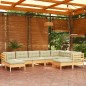 vidaXL Muebles de jardín 9 pzas y cojines madera maciza de pino crema vidaXL Muebles de jardín 9 pzas y cojines madera maciza de pino crema