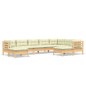 vidaXL Muebles de jardín 9 pzas y cojines madera maciza de pino crema vidaXL Muebles de jardín 9 pzas y cojines madera maciza de pino crema