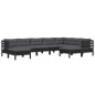 vidaXL Muebles de jardín 9 pzas y cojines negro madera maciza de pino
