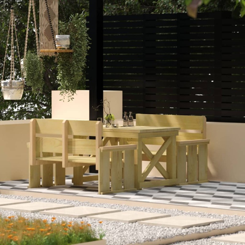 vidaXL Juego de comedor de jardín 3 piezas madera de pino impregnada vidaXL Juego de comedor de jardín 3 piezas madera de pino impregnada